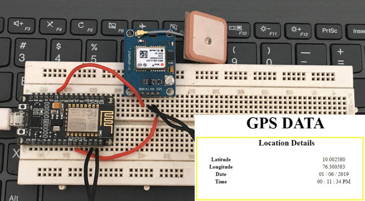 GPS Module interfacing with NodeMCU ESP8266: Showing the Latitude and Longitude on Webpage