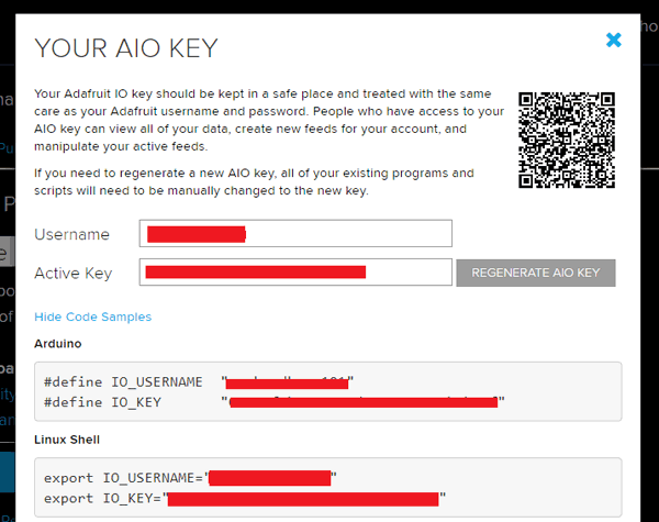  AdafruitIO AIO key for Controlling Raspberry Pi GPIO