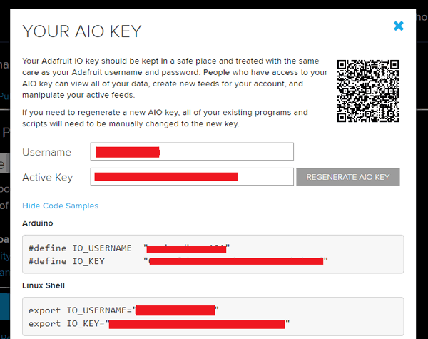 AdafruitIO AIO key for Controlling Raspberry Pi GPIO