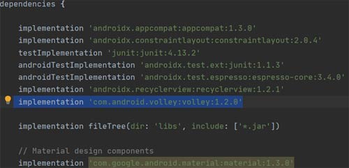 Android Studio Dependencies Code