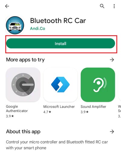 Bluetooth RC Car App on Playstore