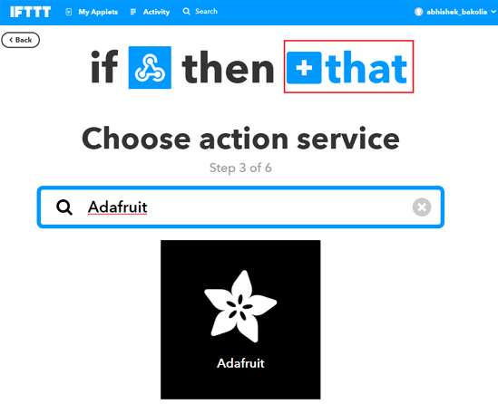 Choose Action Service on IFTTT
