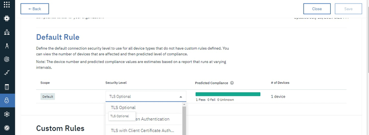 Choose Security Level as TLS optional