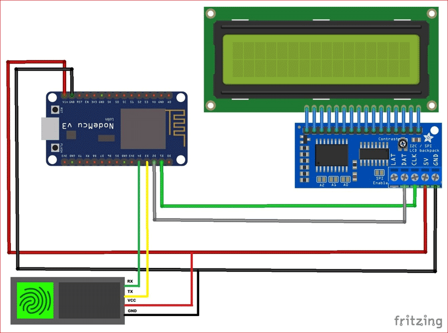 Circuit Diagram for Smart Attendance system project using IoT