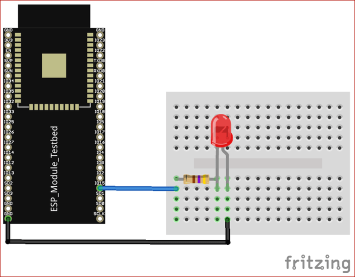 Circuit Diagram for Controlling LED using ESP32 and Cayenne
