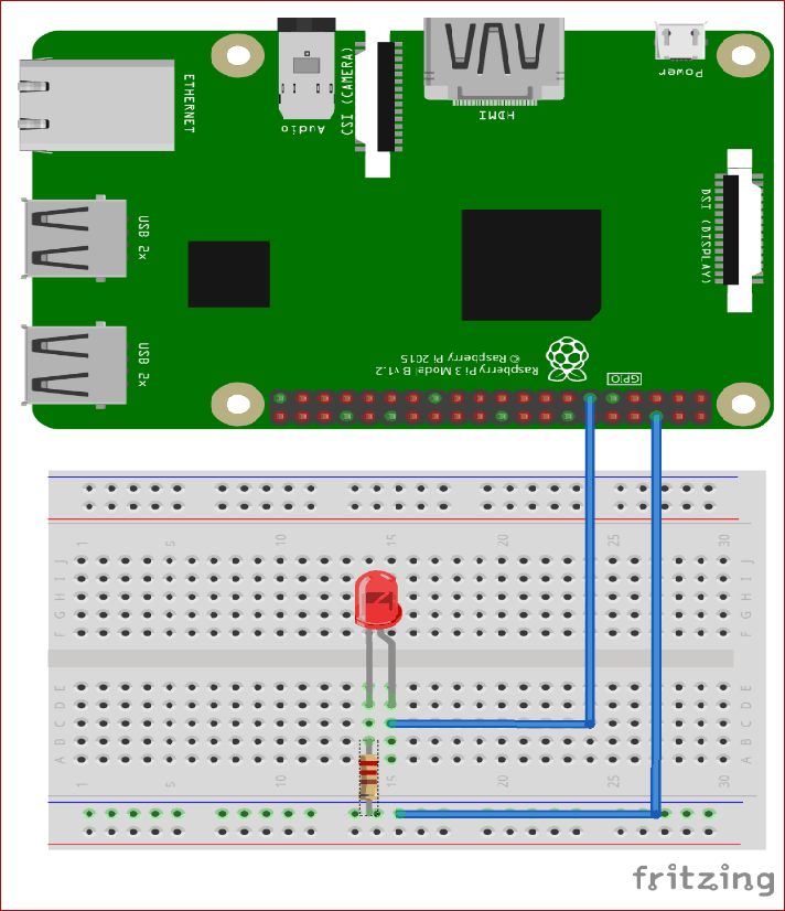 Circuit Diagram for Controlling LED using Pi and Cayenne