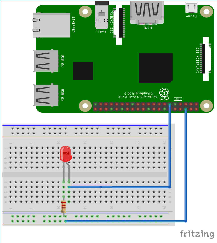 Thingsboard based Raspberry Pi Controlled LED Circuit Diagram