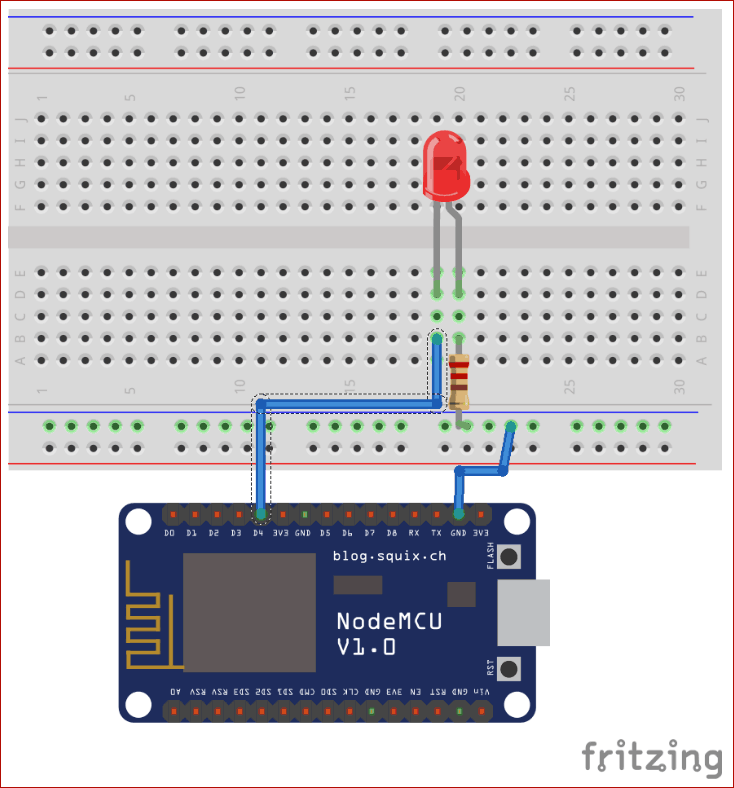Circuit Diagram for ESP8266 based Webserver to Control LED from Webpage
