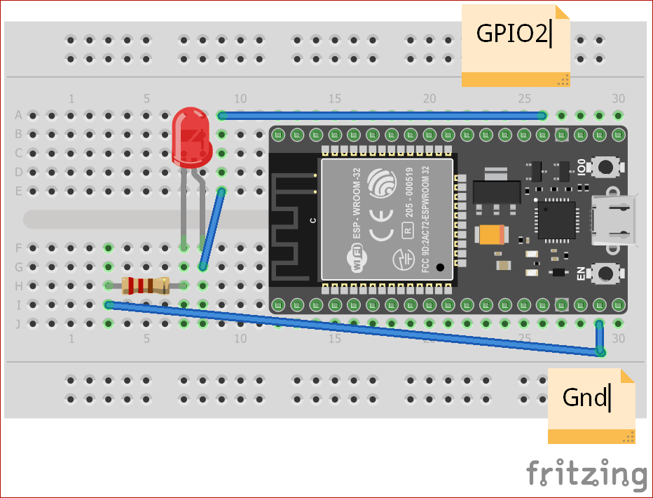  Circuit Diagram for Google Assistant Controlled LED using ESP32 and Adafruit IO
