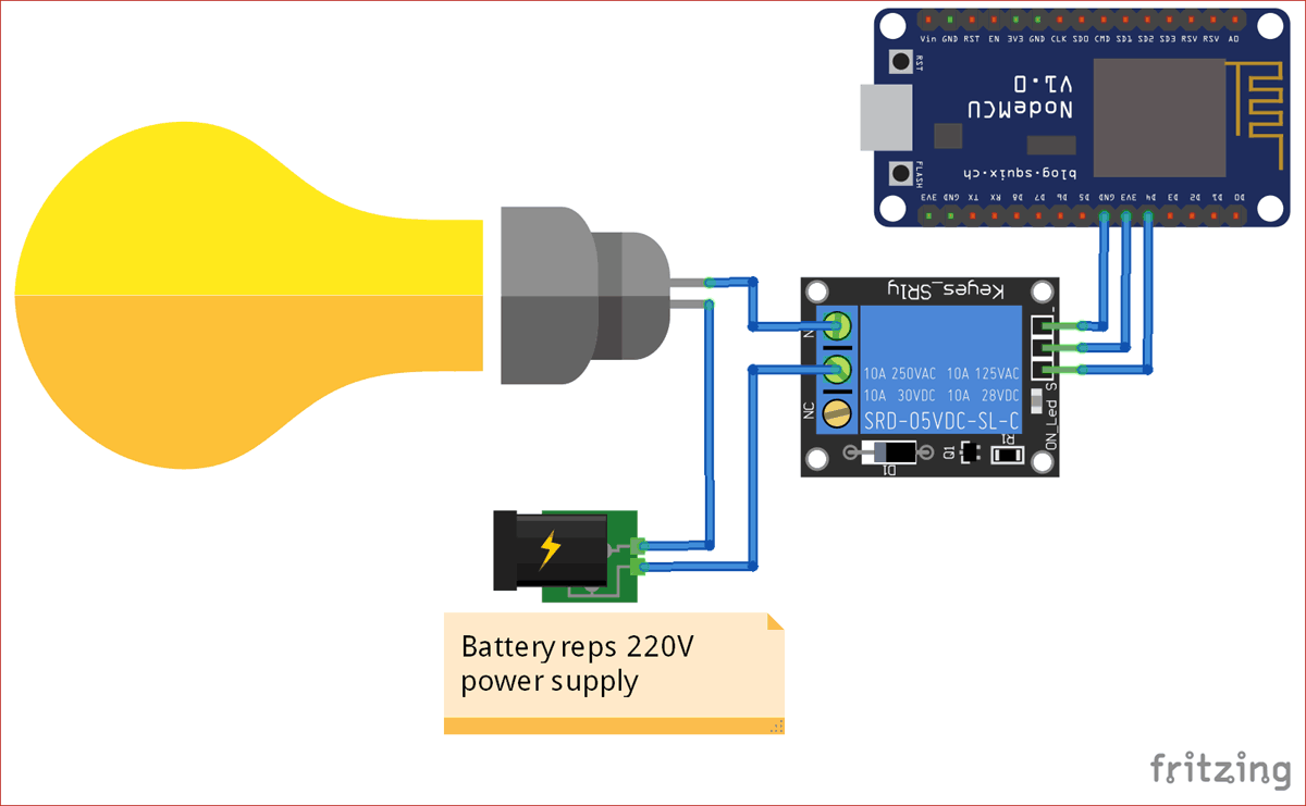 Circuit Diagram for Home Automation with MIT App Inventor and ESP8266