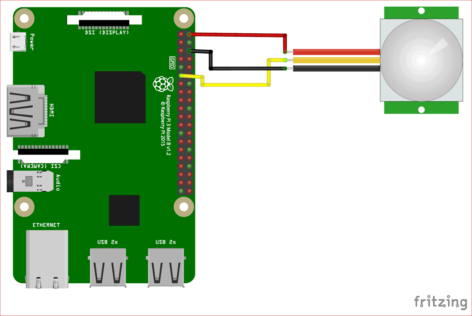 Circuit Diagram for Interfacing PIR with Pi for Sending Push Notification