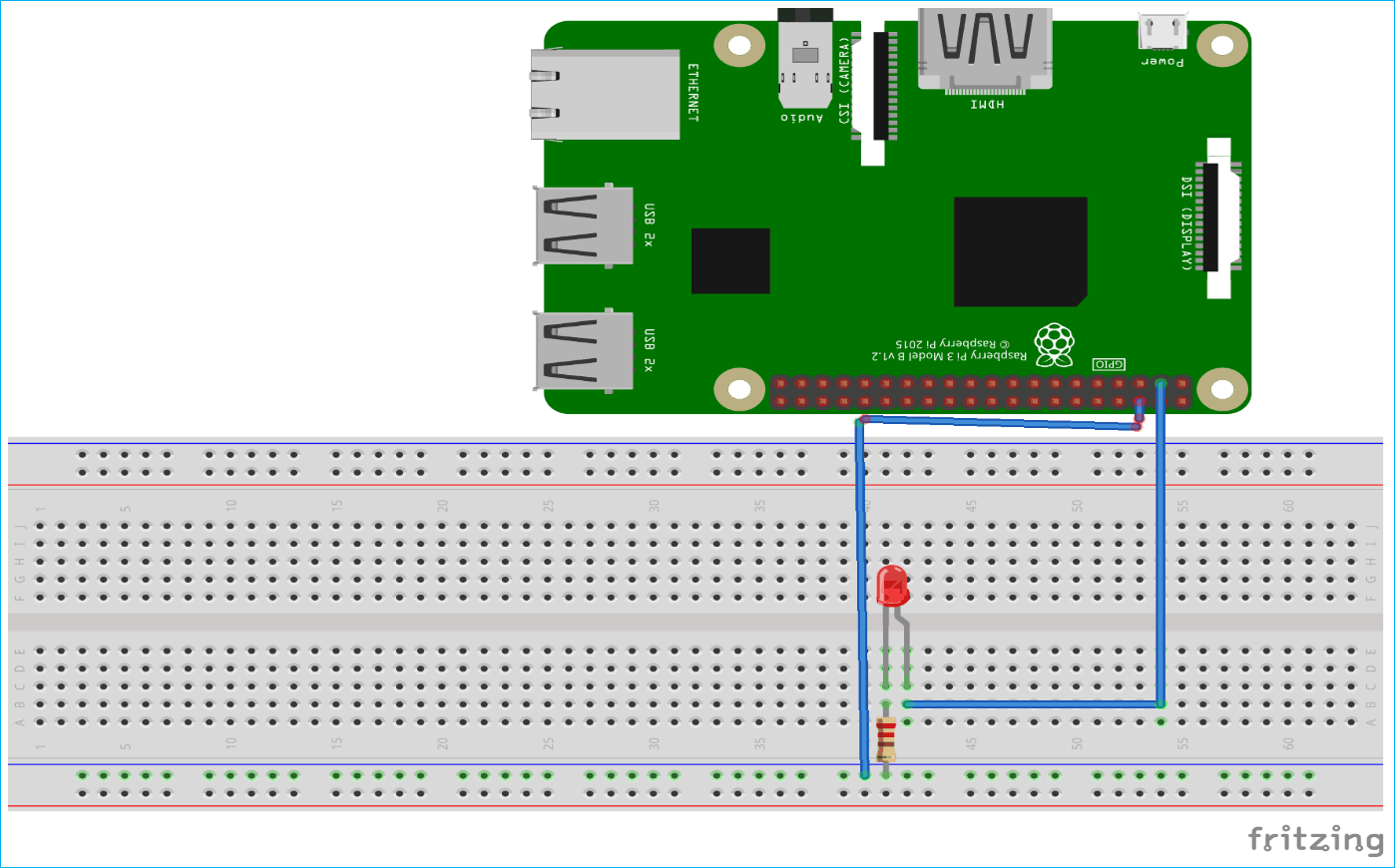  Circuit Diagram for IoT based LED Control using ARTIK Cloud and Raspberry Pi