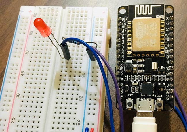 Circuit Hardware for ESP8266 based Webserver to Control LED from Webpage