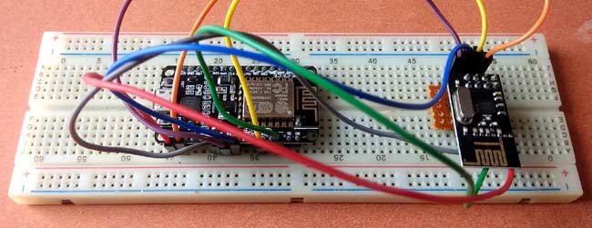 Circuit Hardware for nRF24L01 Transmitter Side with NodeMCU ESP8266