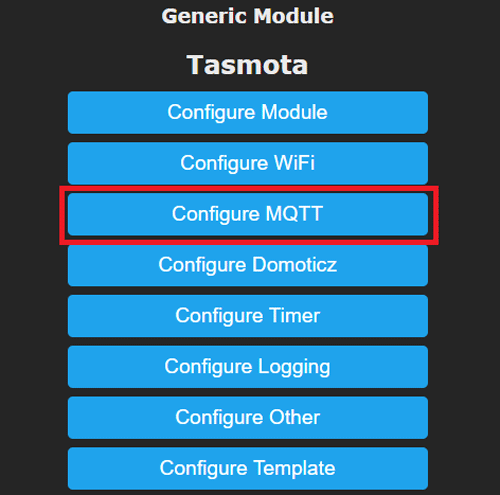 Configure MQTT on Tasmota