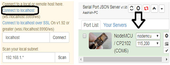 Connect to LocalHost Program ESP32 using ChiliPeppr Web IDE