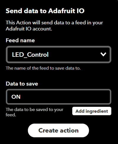  Create Action through IFTTT for IOT controlled LED using ESP32