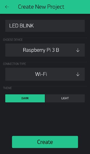  Create Project using Blynk App and Pi