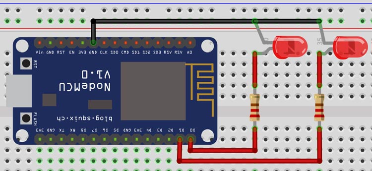ESP8266 and LED Circuit Diagram