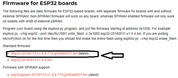  Flashing of MicroPython Firmware to ESP32 Board