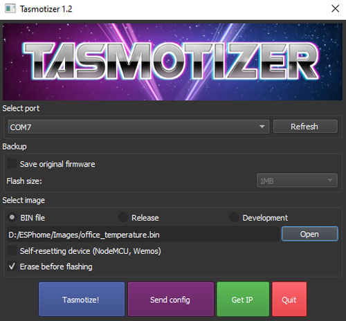 Flashing the ESPHome Firmware