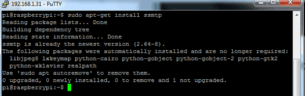 Installing SMTP Service on Pi for Sending Email