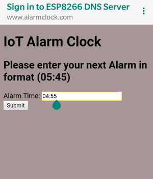 IoT Alarm Clock Web Page