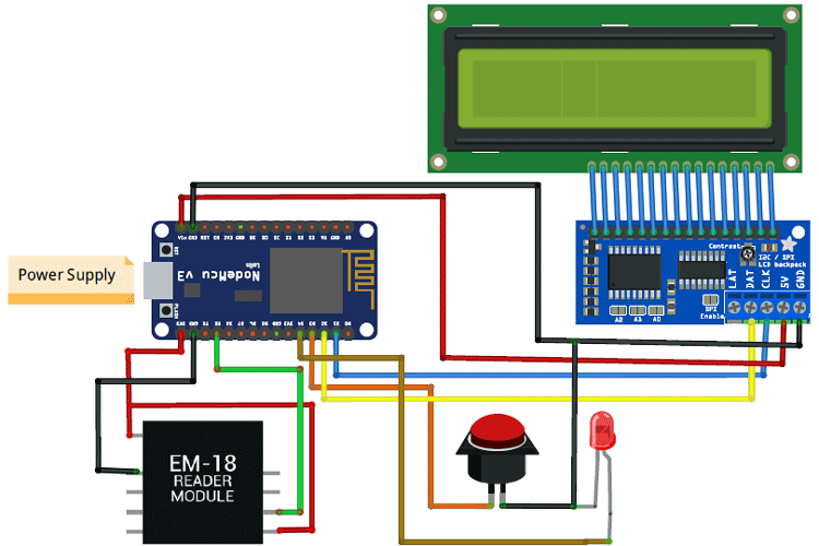 RFID based Intelligent Shopping Trolley System Circuit Diagram