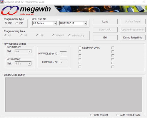 Megawin ISP ICP Programmer UI