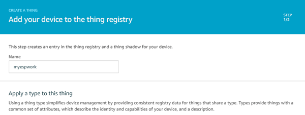  Name your Thing on Amazon AWS IoT