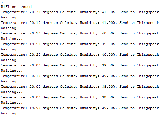 Temperature and Humidity Monitoring Serial Monitor