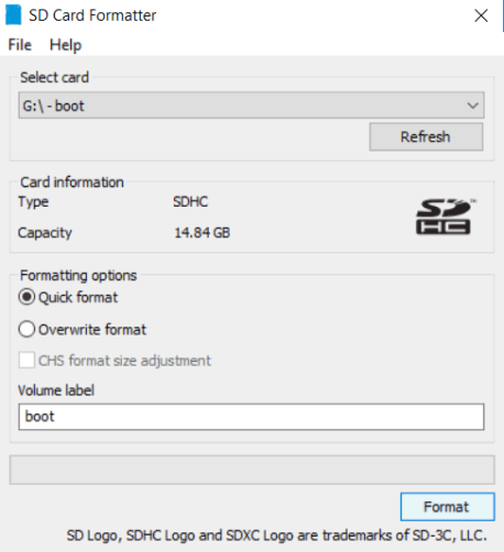 Quick Format SD Card Raspberry Pi Headless Start