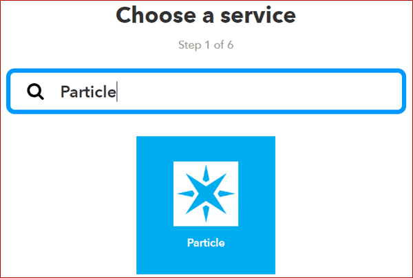 Select Particle as a Service on IFTTT