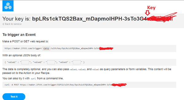  Set IFTTT AIO Key to Trigger LED and Email Notification using ESP32