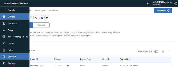 Setting Up Connection in IBM Watson with Pi