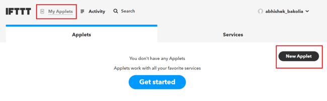 Setup of IFTTT to Trigger Adafruit Toggle Button