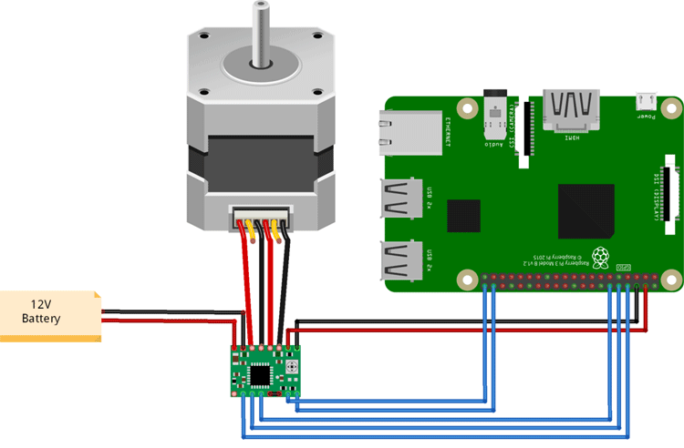Controlling Nema 17 stepper motor with Raspberry Pi Circuit Diagram