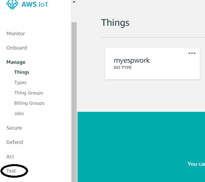  Testing the Thing on Amazon AWS IoT