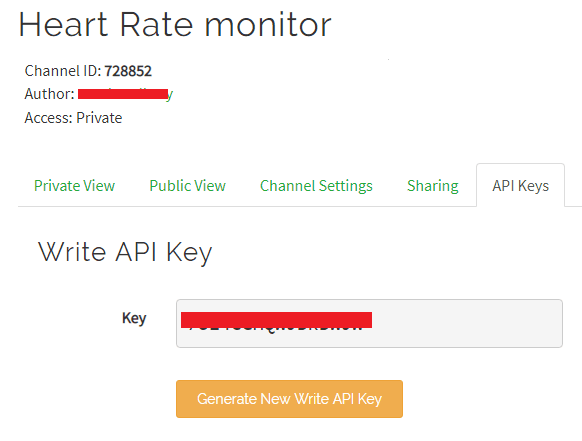 ThingSpeak API key for IoT based Heart Rate Monitor