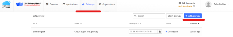 Things Network Server Add Gateway