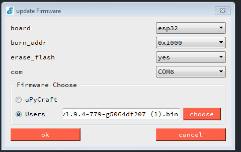  Update Firmware for uPyCraft Master