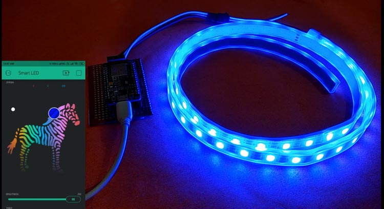 Blynk controlled WS2812 Neopixel LED Strip