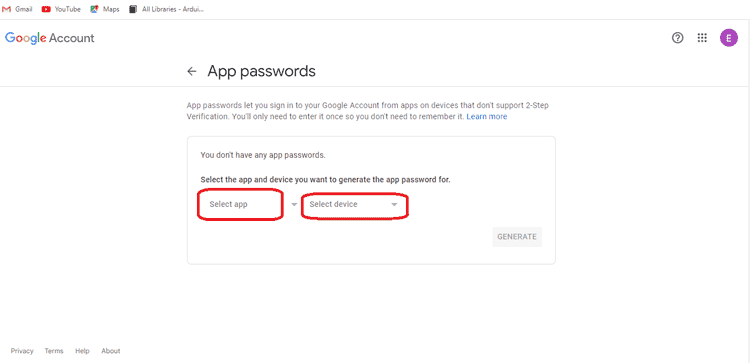 App Password for Particular App
