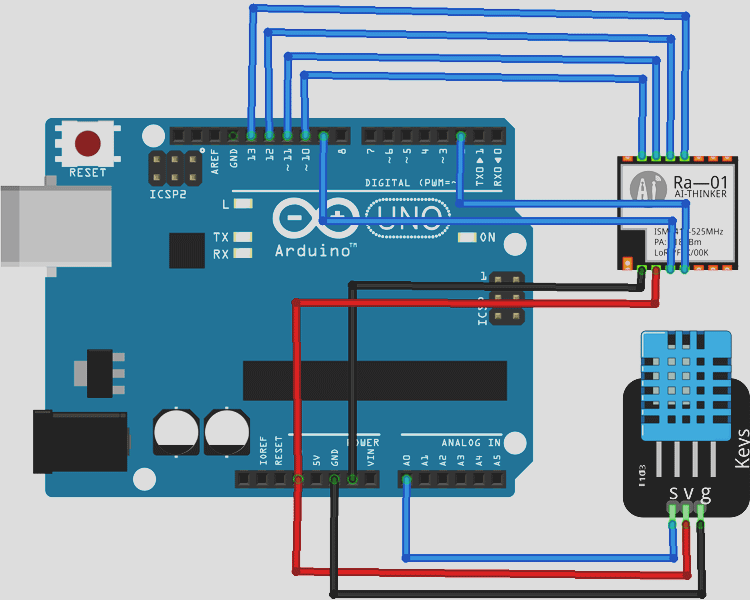 Arduino LoRa Communication Transmitter Circuit Diagram