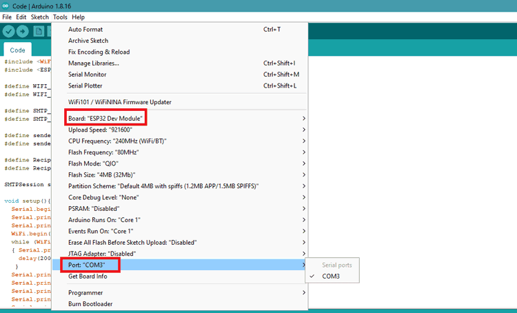 COM Port Selection in Arduino IDE