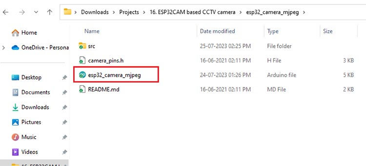 esp32_camera_mjpeg on file explorer