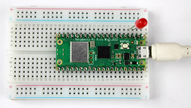 raspberry pi pico w and led interfacing circuit