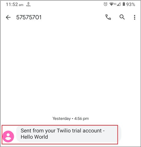 twilio test sms