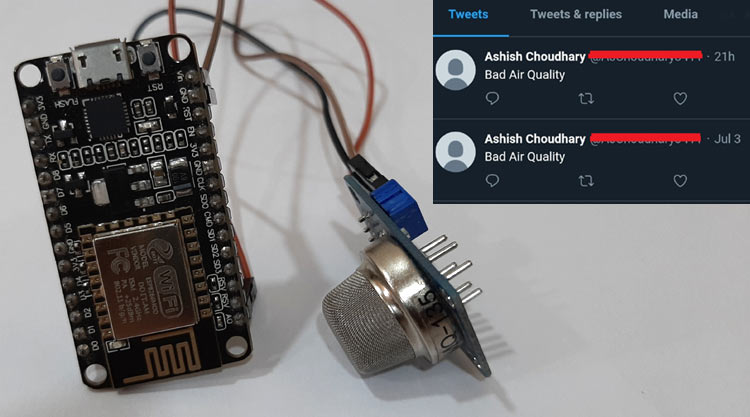 IoT Based Air Quality Monitoring System with Twitter Notification