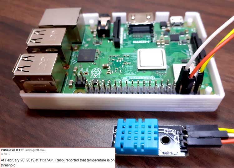 Particle Cloud and Raspberry Pi- Temperature Warning - IFTTT to send an alert after getting data from Particle cloud